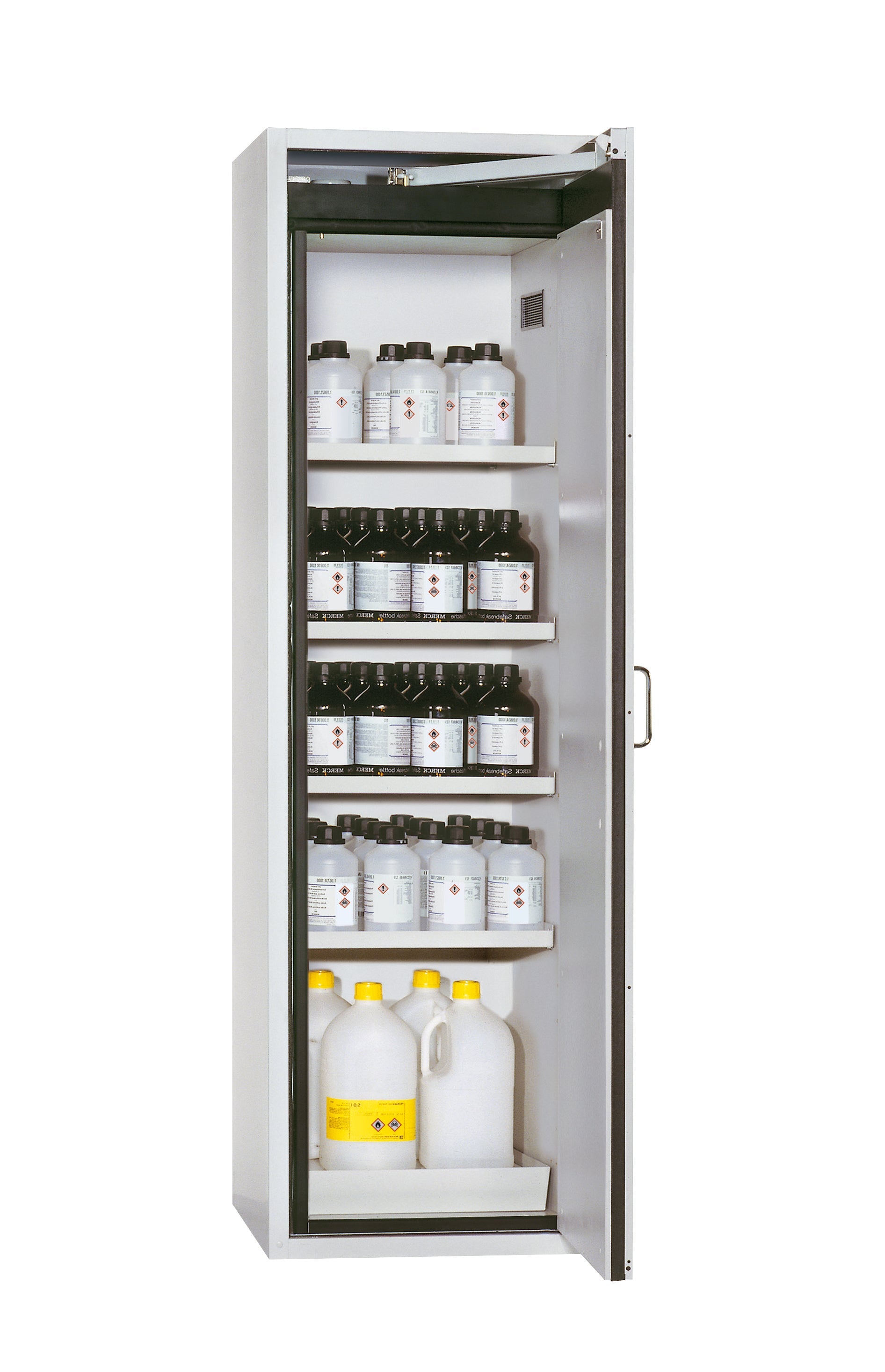 Armoire de sécurité type 90 S-CLASSIC-90 modèle S90.196.060.R en gris clair RAL 7035 avec 4x étagères standard (tôle d'acier)