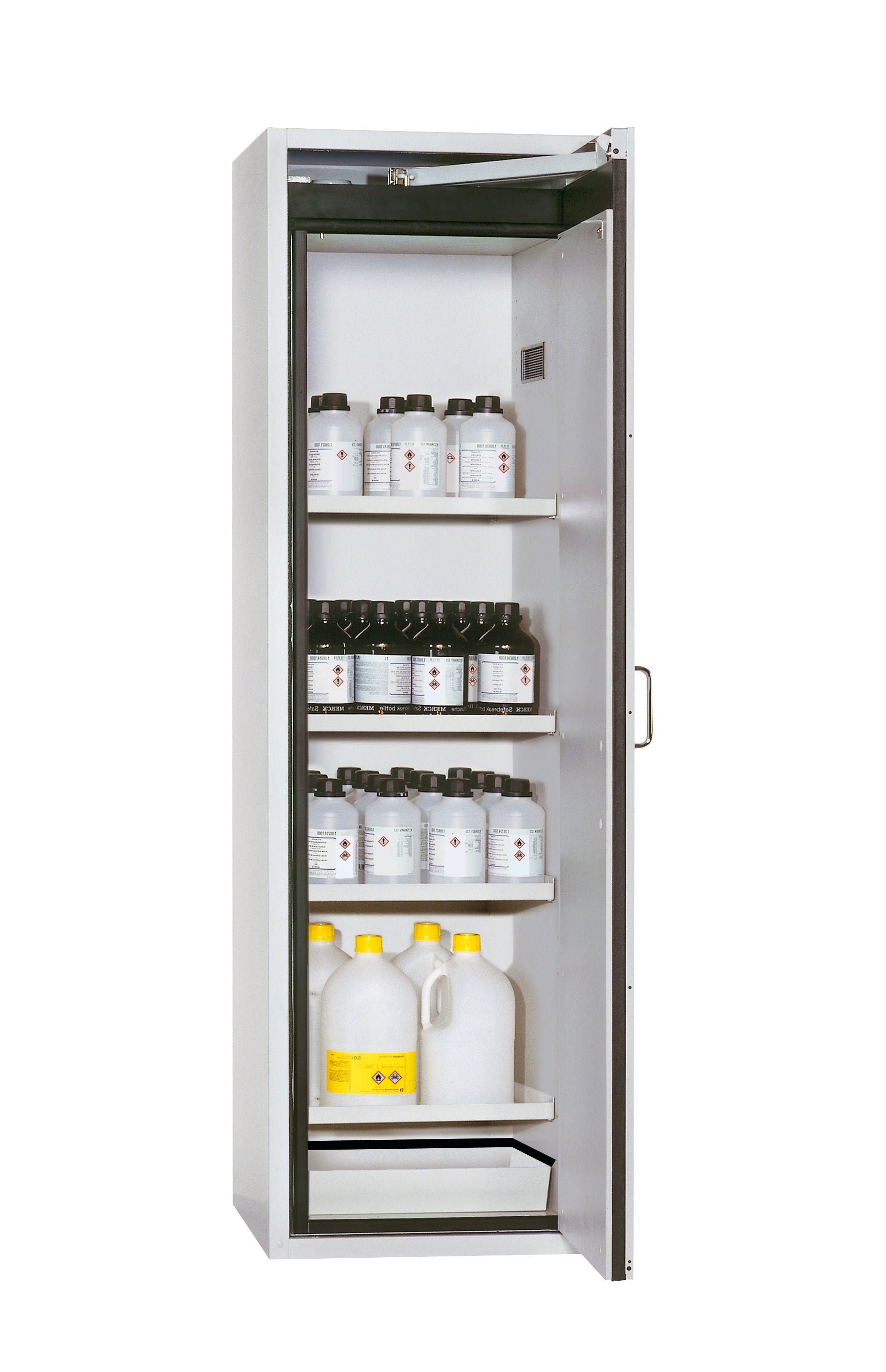 Armoire de sécurité type 90 S-CLASSIC-90 modèle S90.196.060.R en gris clair RAL 7035 avec 4x étagères standard (tôle d'acier)