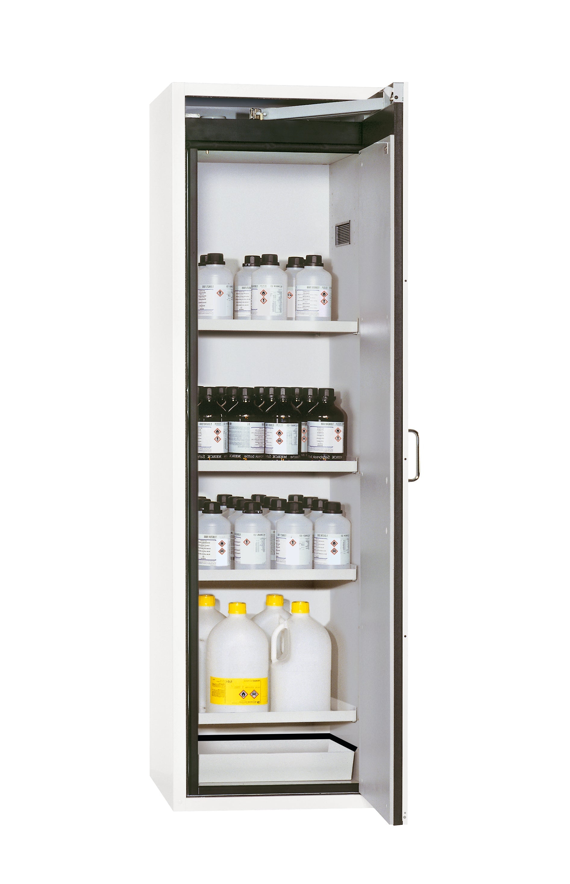 Armoire de sécurité type 90 S-CLASSIC-90 modèle S90.196.060.R en blanc de laboratoire (similaire à RAL 9016) avec 4x étagères standard (tôle d'acier)