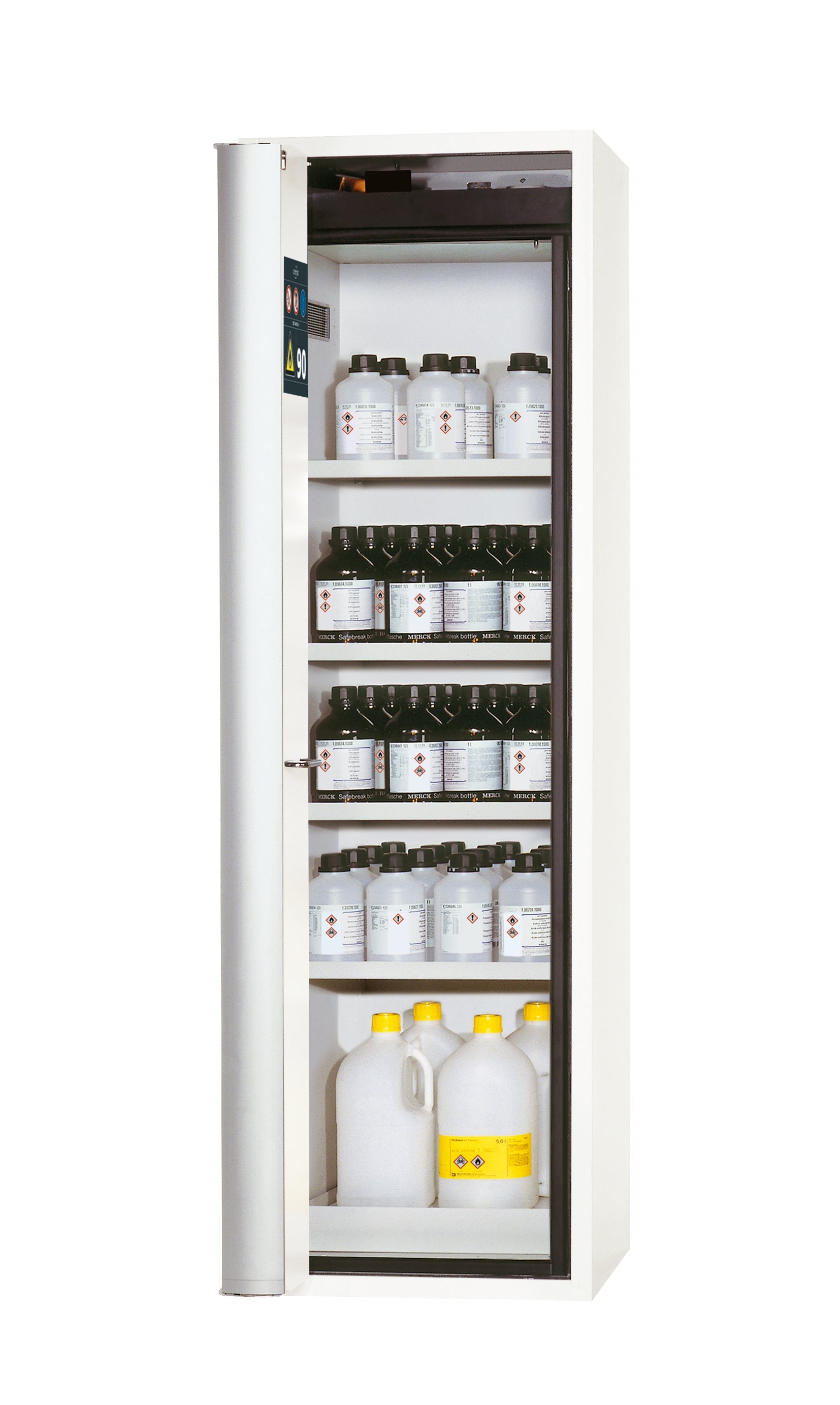 Typ 90 Sicherheitsschrank S-PHOENIX-90 Modell S90.196.060.FDAS in laborweiss (ähnl. RAL 9016) mit 4x Fachboden Standard (Stahlblech)