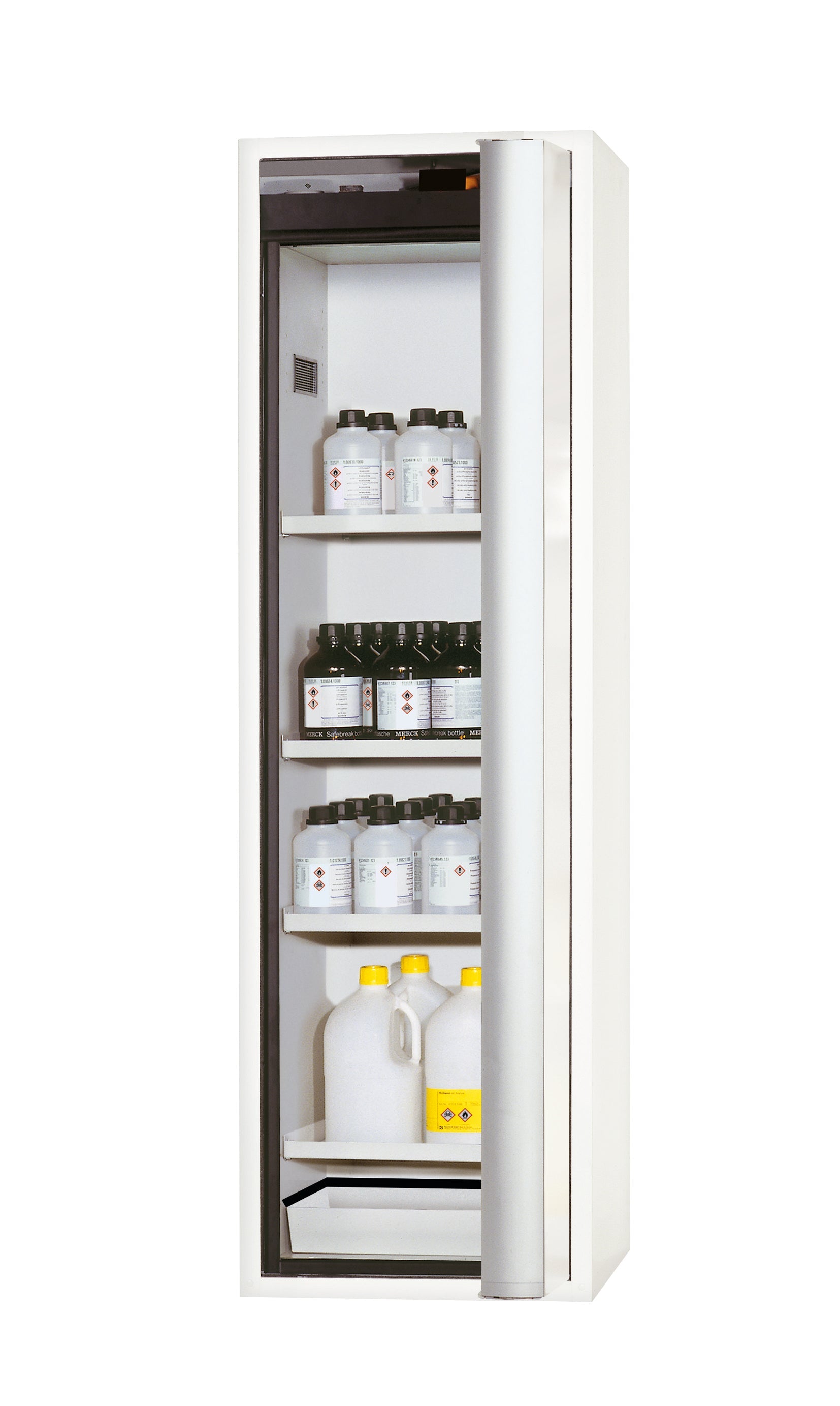 Armoire de sécurité type 90 S-PHOENIX-90 modèle S90.196.060.FDASR en blanc de laboratoire (similaire à RAL 9016) avec 4x étagères standard (tôle d'acier)