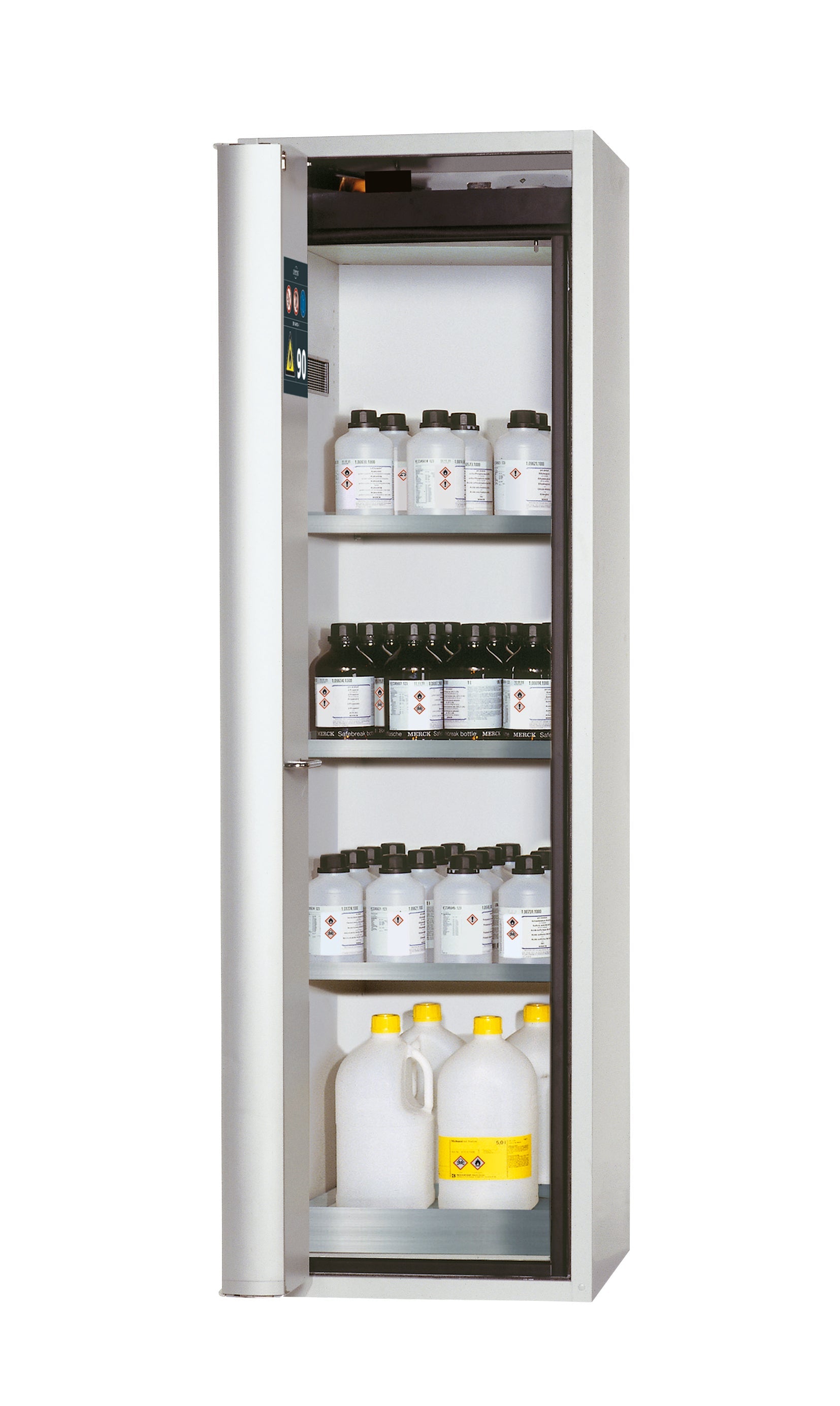 Typ 90 Sicherheitsschrank S-PHOENIX Vol.2-90 Modell S90.196.060.FDAC in lichtgrau RAL 7035 mit 3x Fachboden Standard (Edelstahl 1.4301)