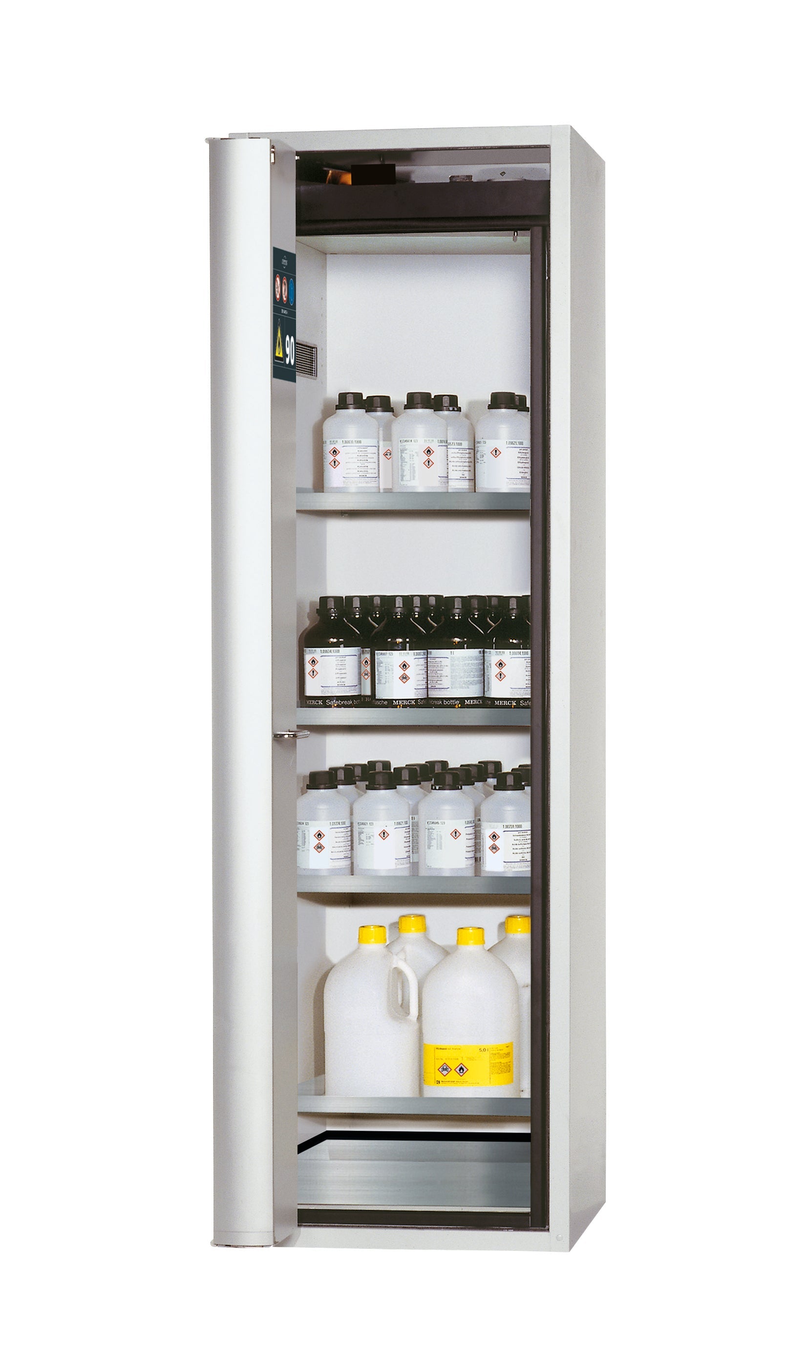 Typ 90 Sicherheitsschrank S-PHOENIX Vol.2-90 Modell S90.196.060.FDAC in lichtgrau RAL 7035 mit 4x Fachboden Standard (Edelstahl 1.4301)