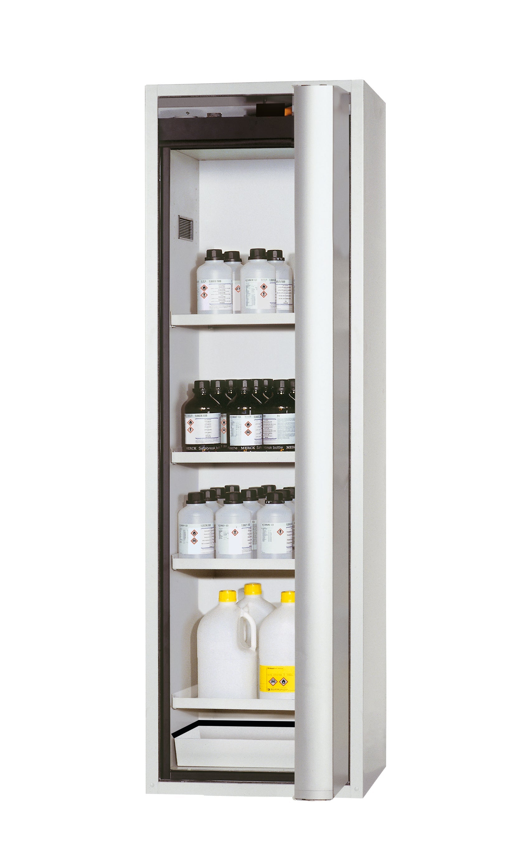 Type 90 safety cabinet S-PHOENIX Vol.2-90 model S90.196.060.FDACR in light gray RAL 7035 with 4x standard shelves (sheet steel)