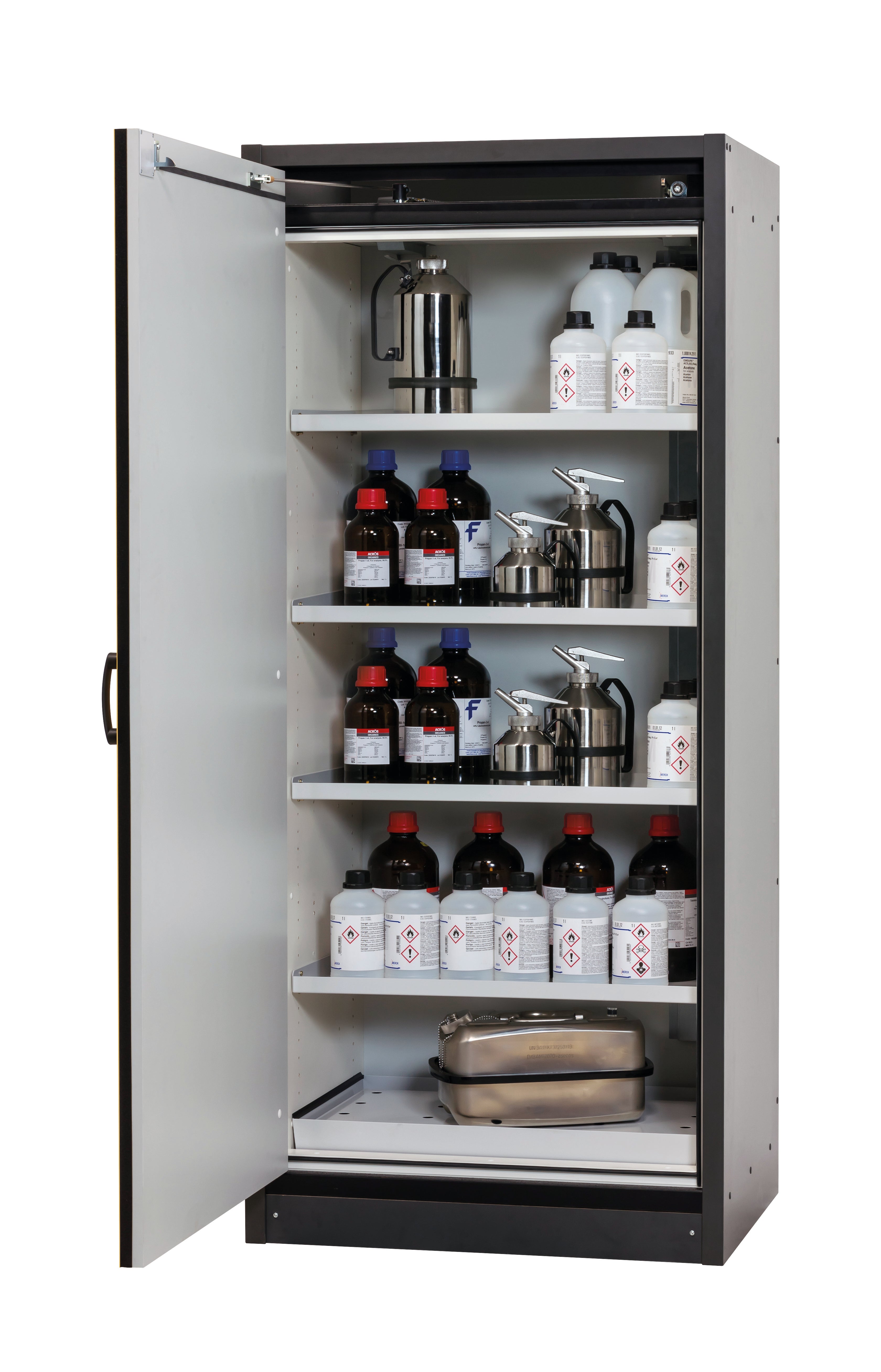 Typ 30 Sicherheitsschrank Q-CLASSIC-30 Modell Q30.195.086.WD in sicherheitsgelb RAL 1004 mit 4x Fachboden Standard (Stahlblech)