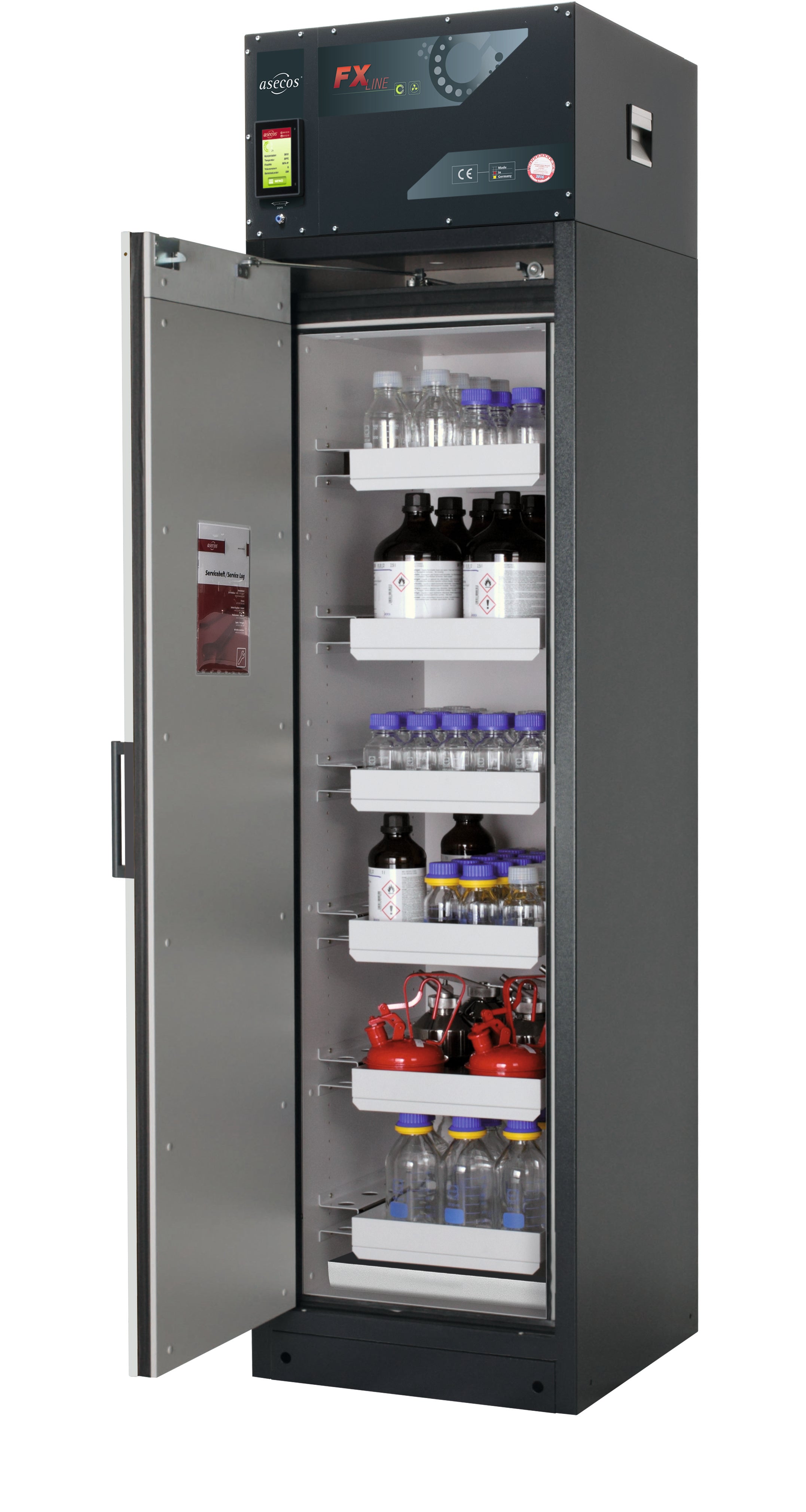 Typ 90 Umluftfilterschrank FX-PEGASUS-90 Modell FX90.229.060.WDAC in lichtgrau RAL 7035 mit 6x Auszugswanne Standard (Stahlblech)