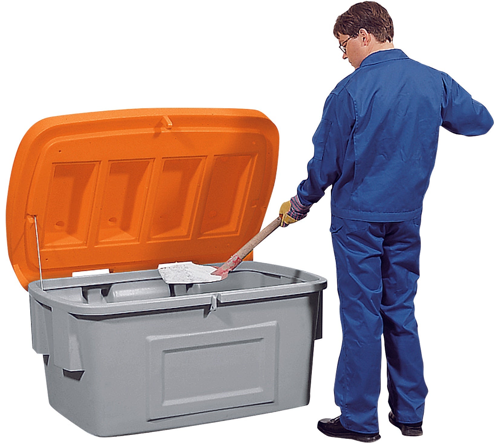 PE grit container without removal opening, orange, 550 L, polyethylene