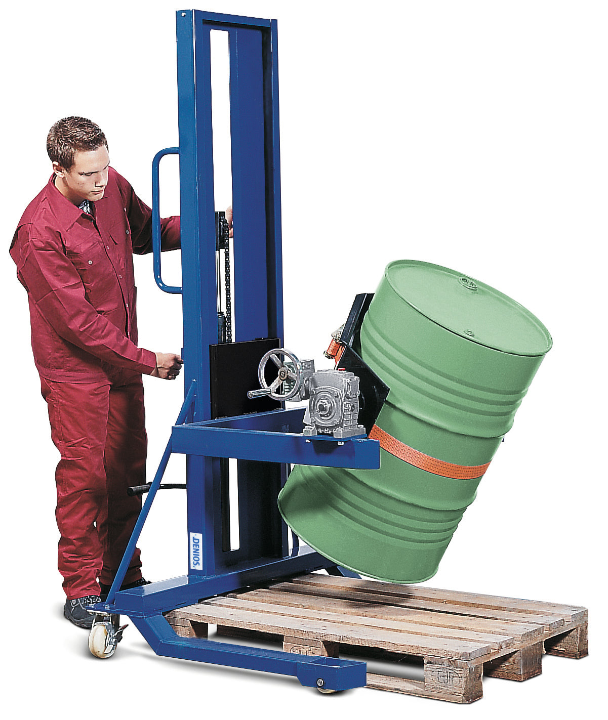 Fasslifter mit Hydraulikpumpe,Handrad, Drehbereich: 360°, 60+200 L, Stahl lackiert