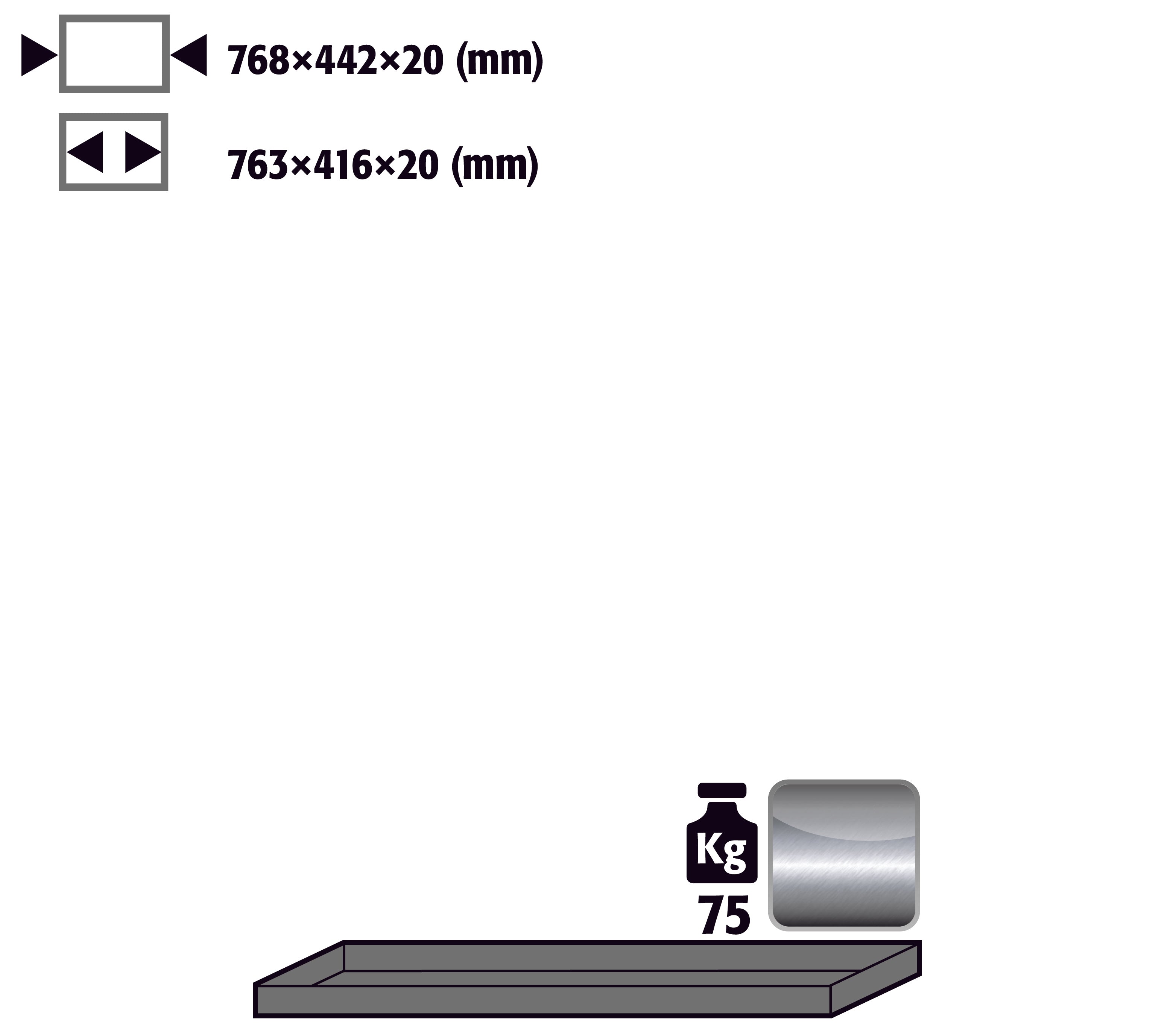 Étagère standard pour modèle(s): UB90 avec largeur 1400 mm, acier inoxydable 1.4301 brut