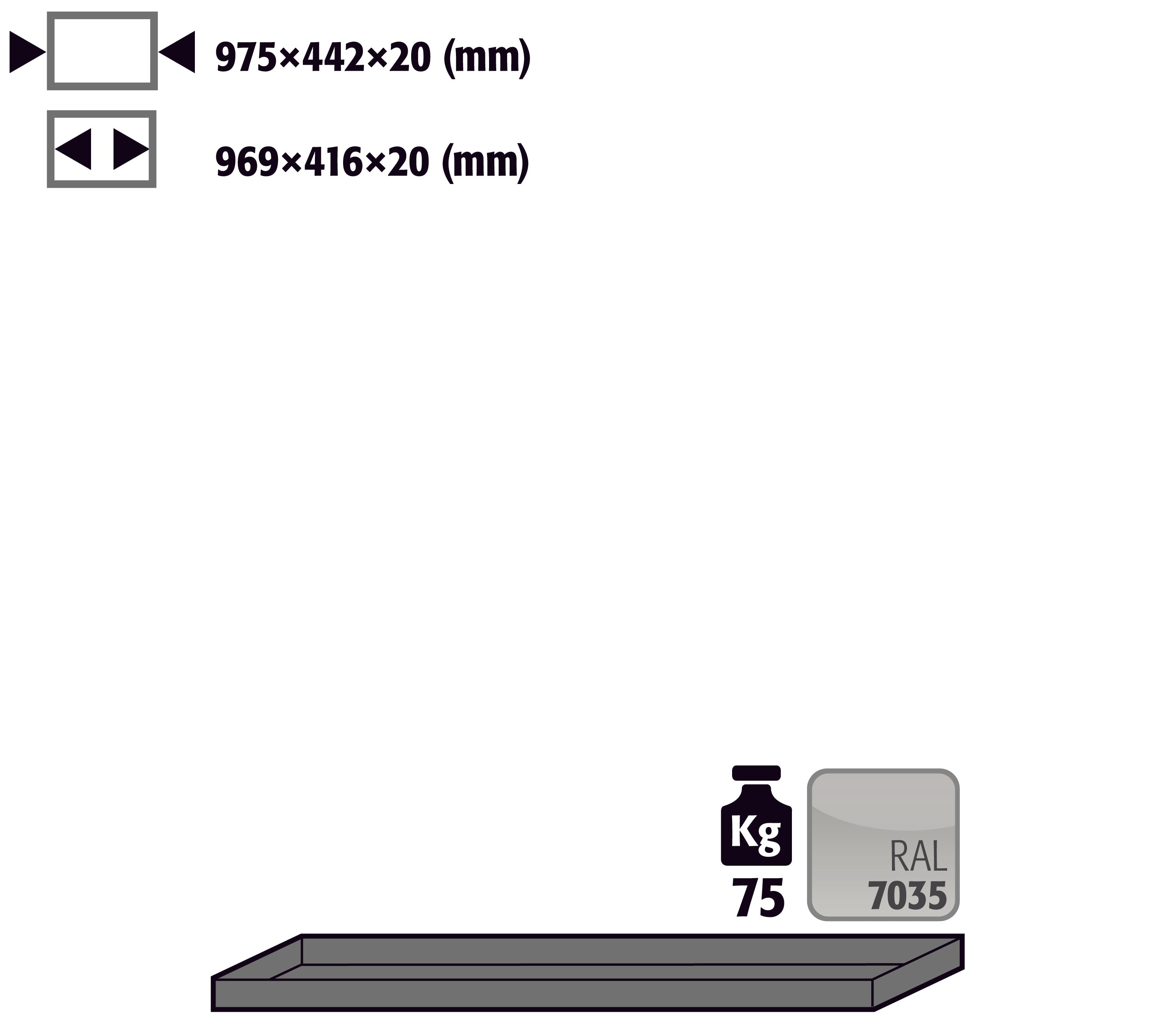 Shelf standard for model(s): UB90, UB30 with width 1100 mm, sheet steel powder-coated smooth