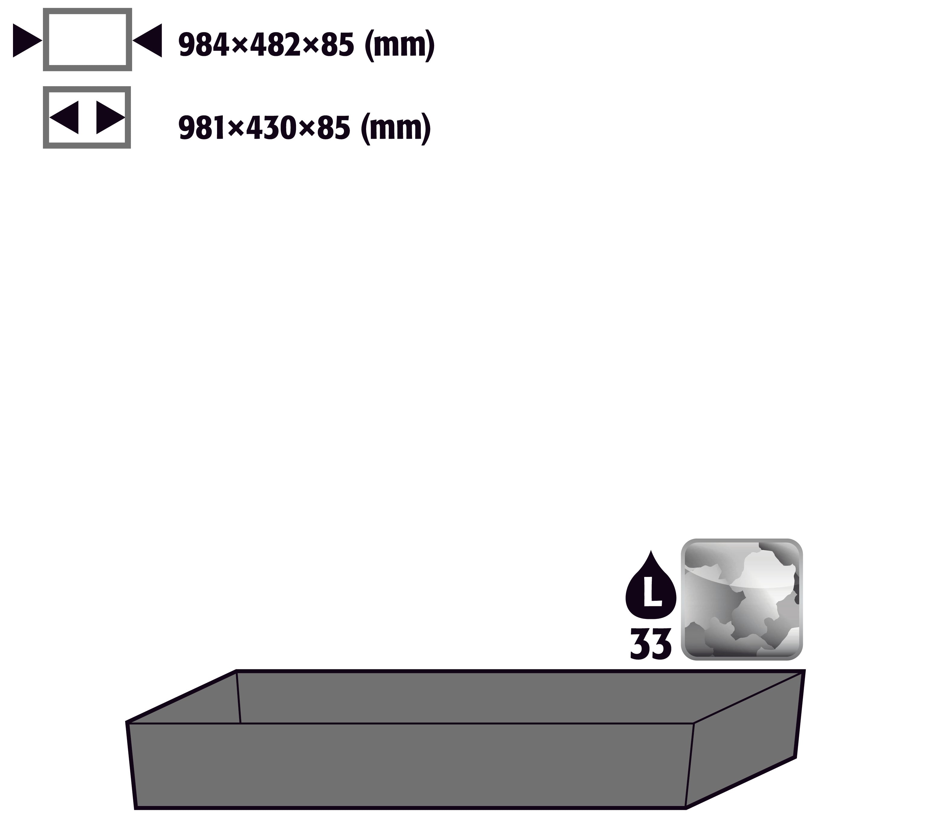 Bac de rétention au sol STAWA-R (volume: 33,00 litres) pour modèle(s): Armoires pour produits chimique d'une largeur de 1055 mm, tôle d'acier galvanisé