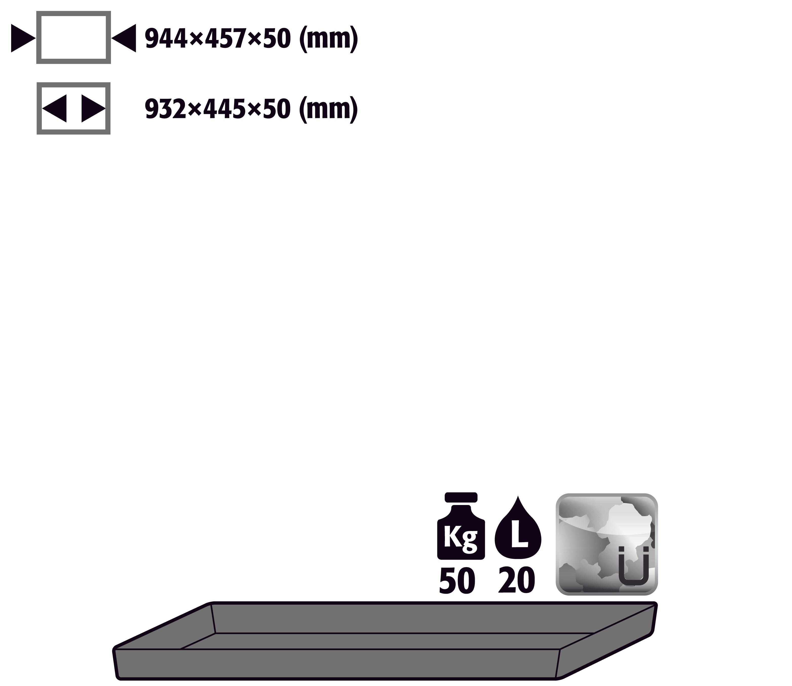Bodenauffangwanne STAWA-R (Volumen: 20,50 Liter) für Modell(e): E, EP mit Breite 950 mm, Stahlblech verzinkt