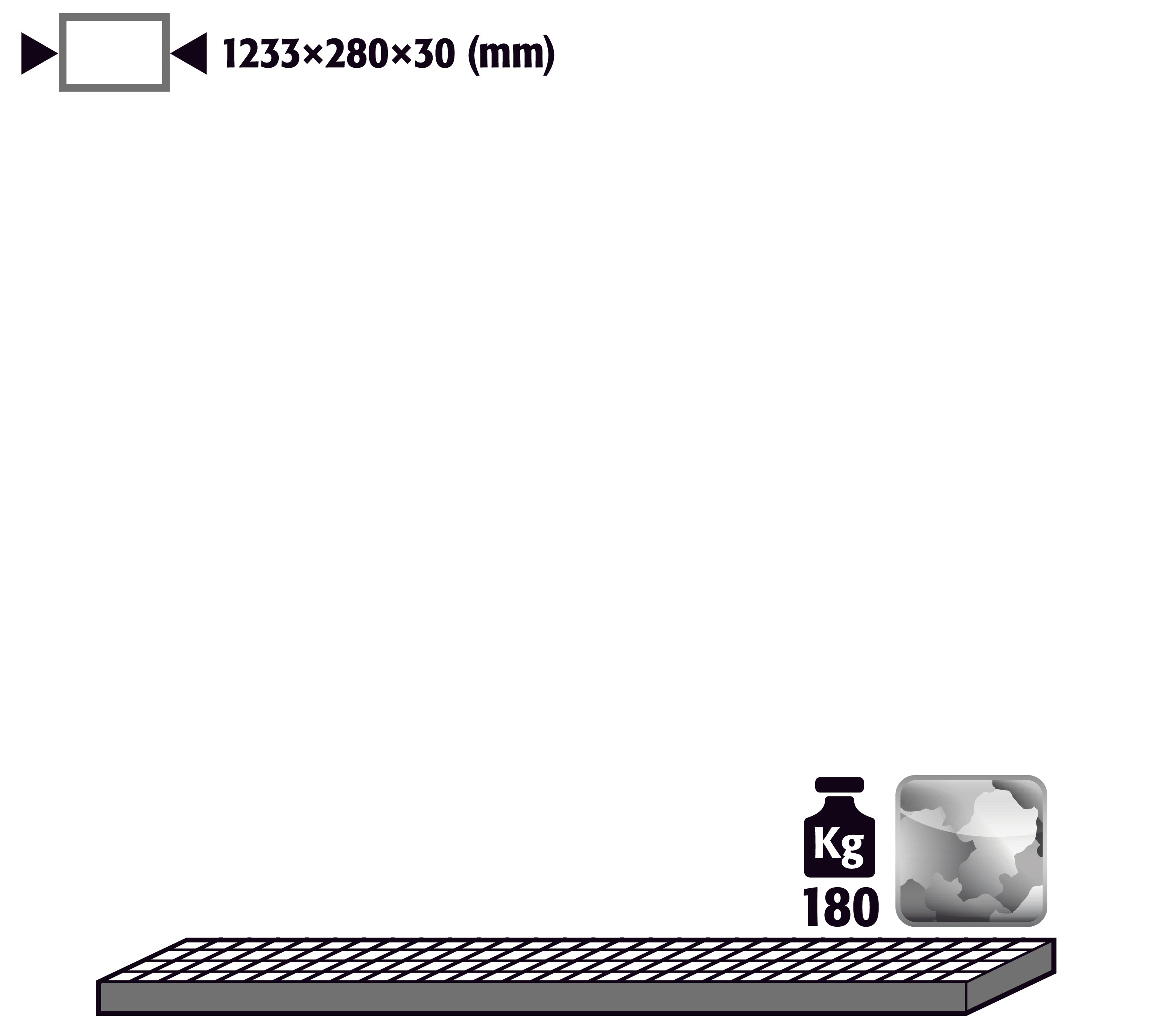 Grid as storage level for model(s): G90 with width 1400 mm, steel galvanized