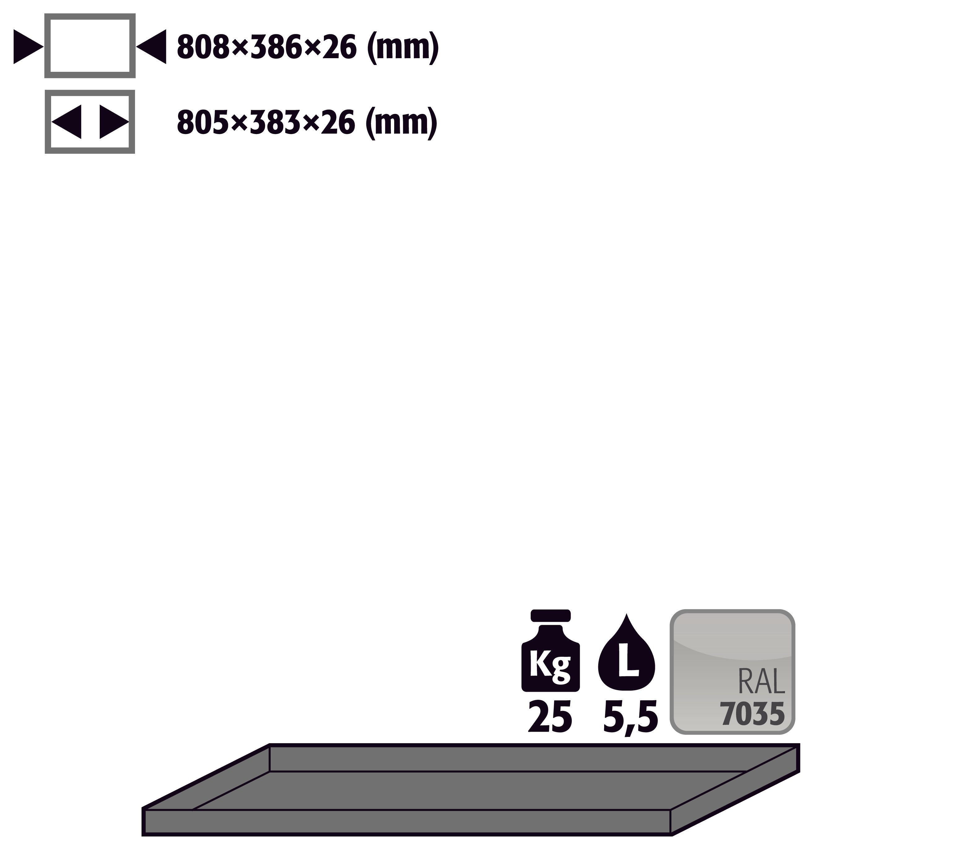 Wannenboden Standard (Volumen: 8,50 Liter) für Modell(e): E, EP, EM mit Breite 950 mm, Stahlblech pulverbeschichtet glatt