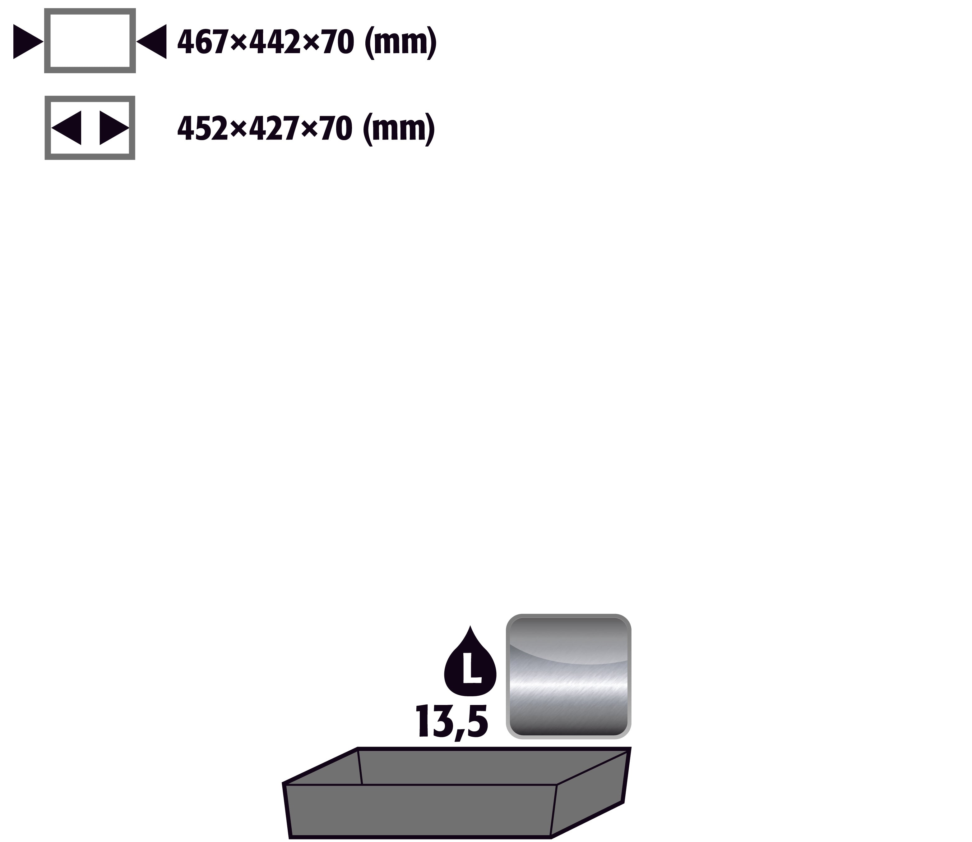 Bac de rétention au sol STAWA-R (volume: 11,00 litres) pour modèle(s): UB90 avec largeur 590/1100 mm, acier inoxydable 1.4301 brut