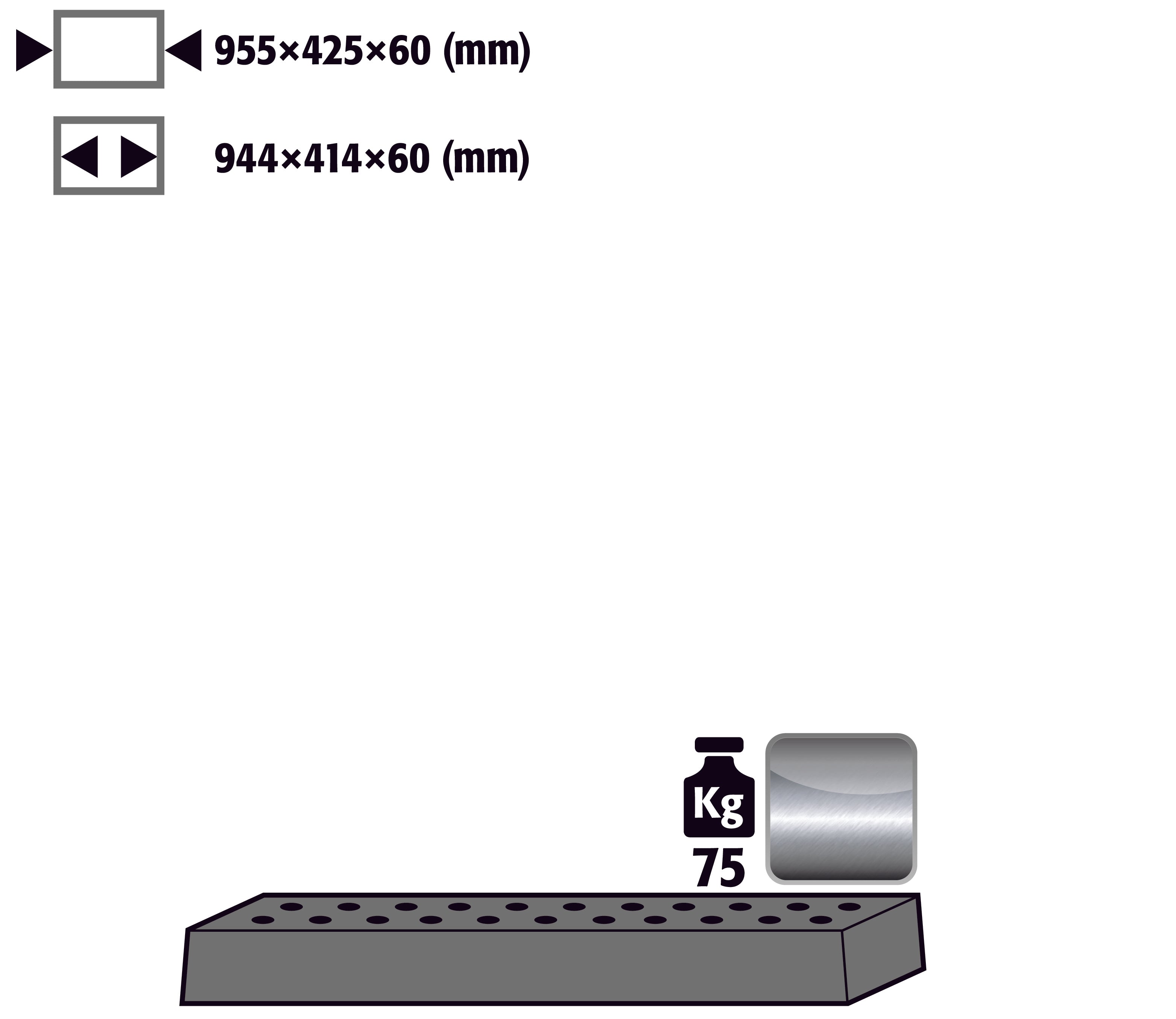 Tôle perforée standard pour modèle(s): UB90, UB30 avec largeur 1100 mm, acier inoxydable 1.4301 brut