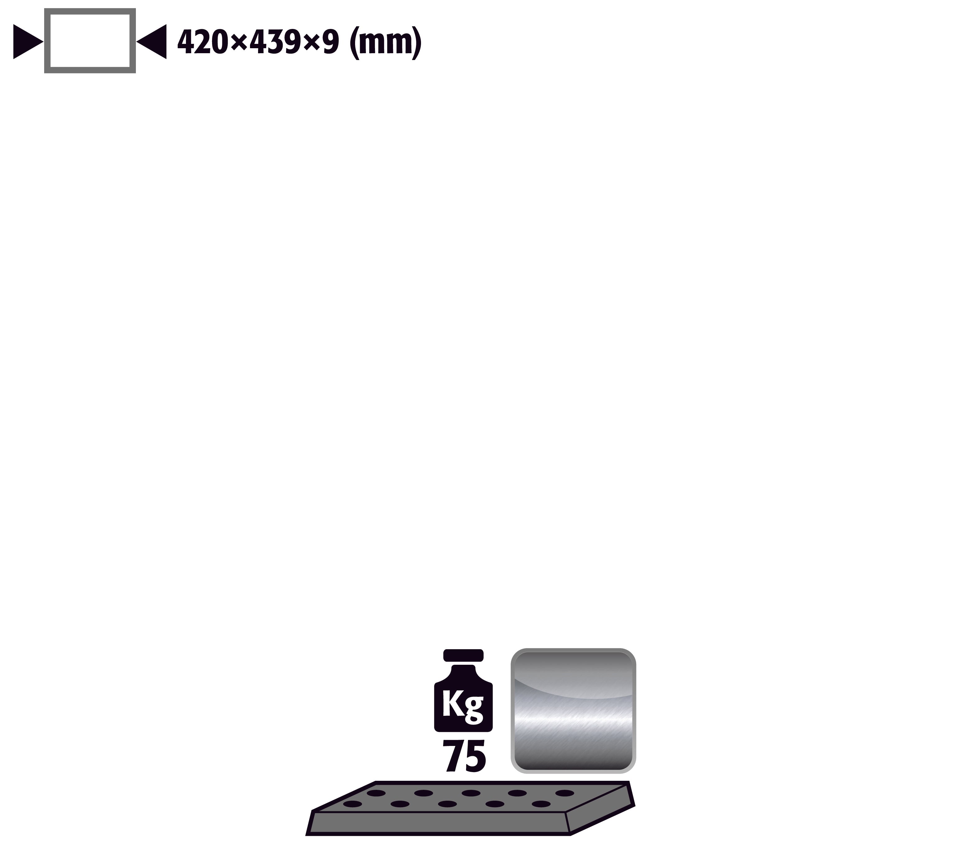 Tôle perforée standard pour modèle(s): UB90, UB30 avec largeur 590/1100 mm, acier inoxydable 1.4016 brut
