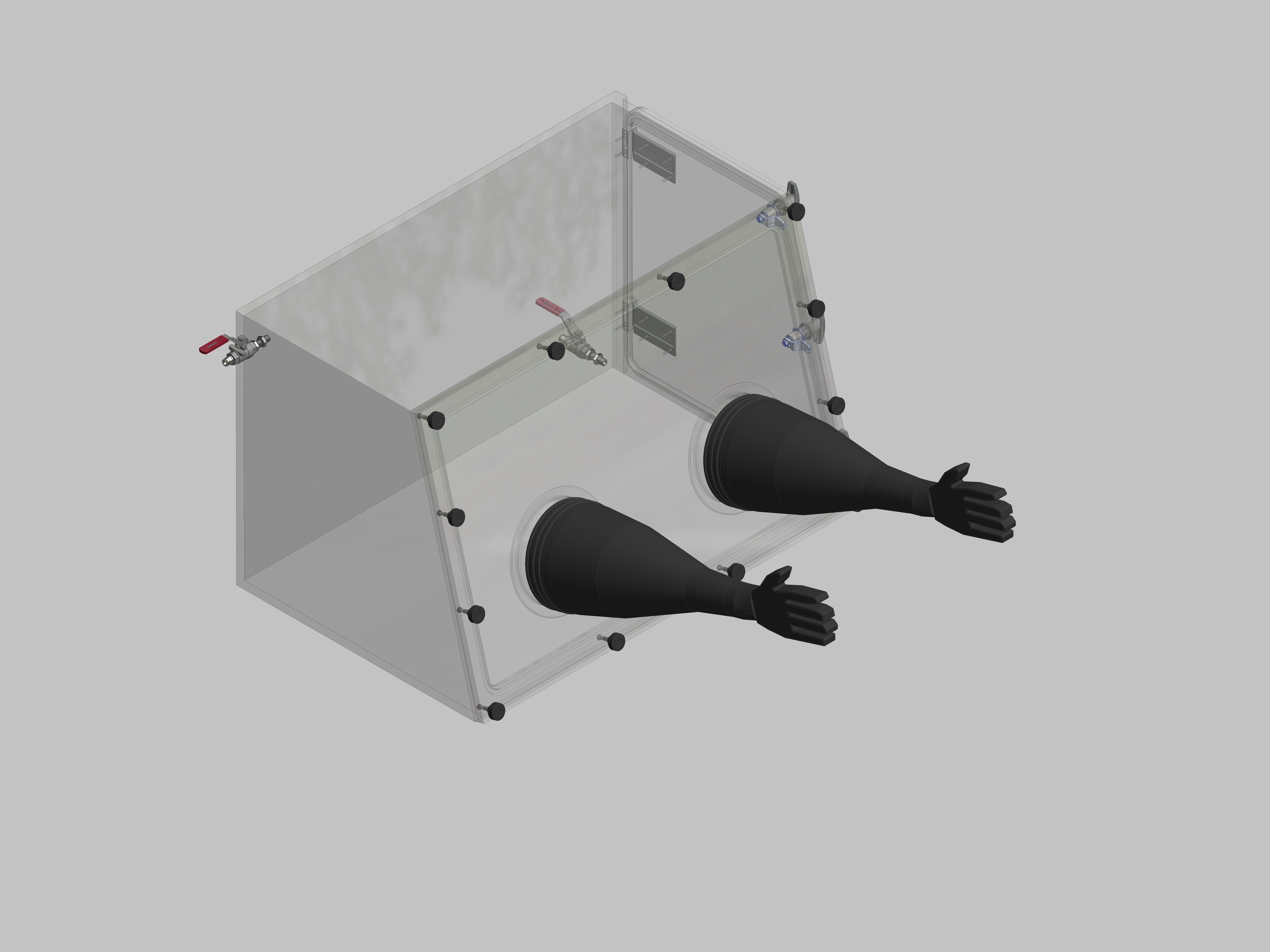 Glovebox made of acrylic &gt; Gas filling: by hand, front design: removable, side design: hinged doors