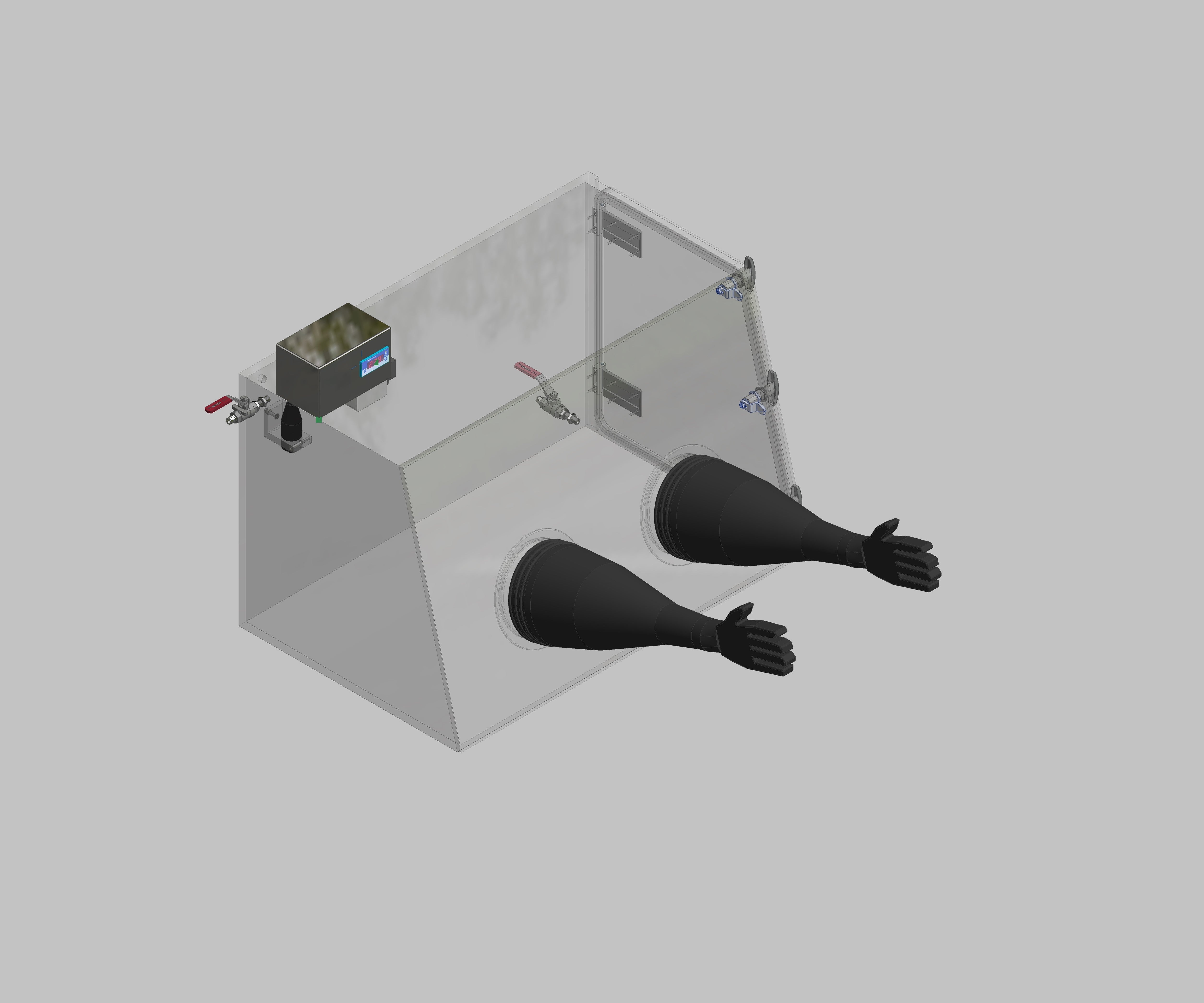 Glovebox made of acrylic &gt; Gas filling: by hand, front version: standard, side version: hinged door control: oxygen display