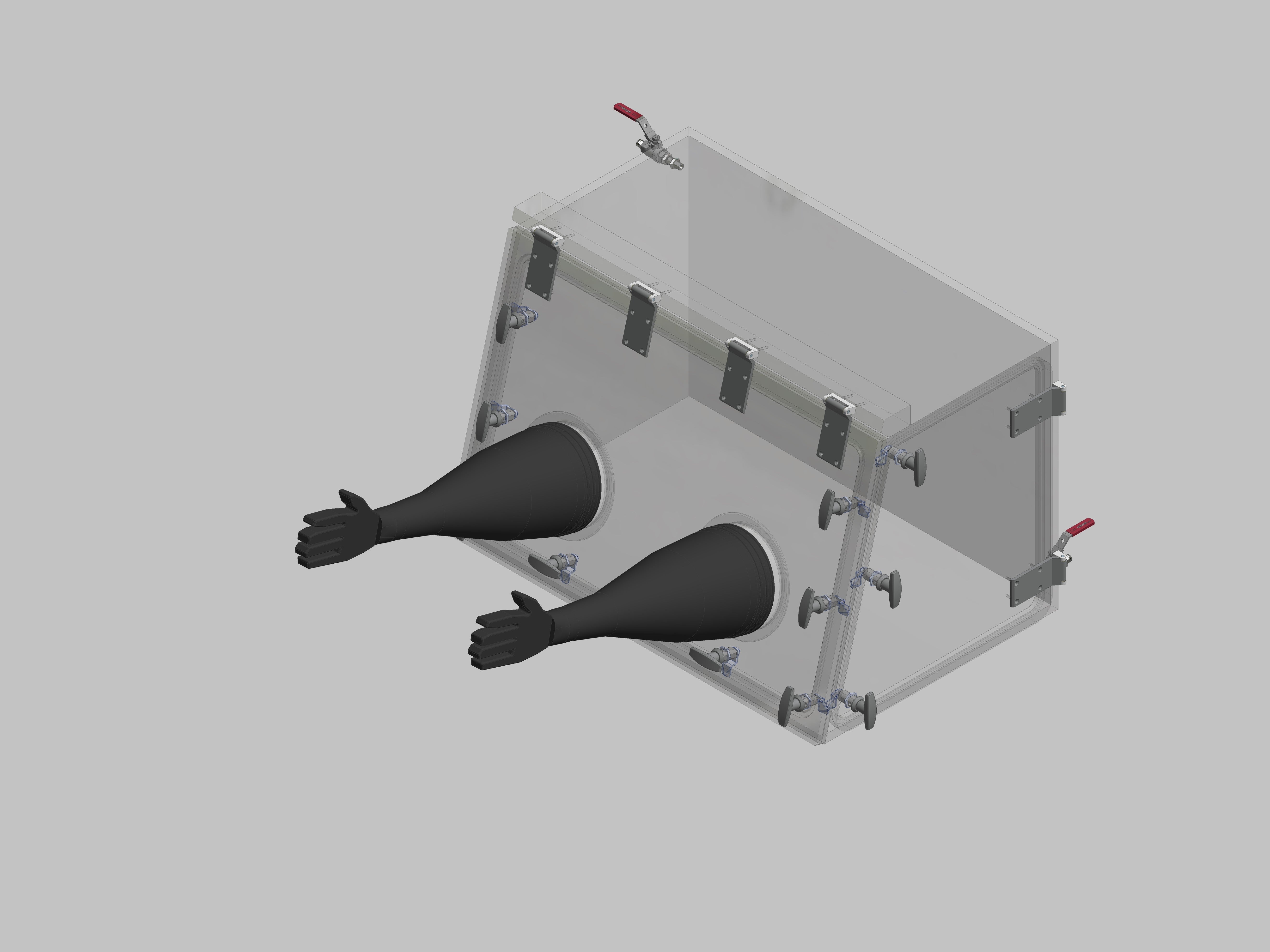 Glovebox made of acrylic &gt; Gas filling: by hand, front design: swivels upwards, side design: hinged doors