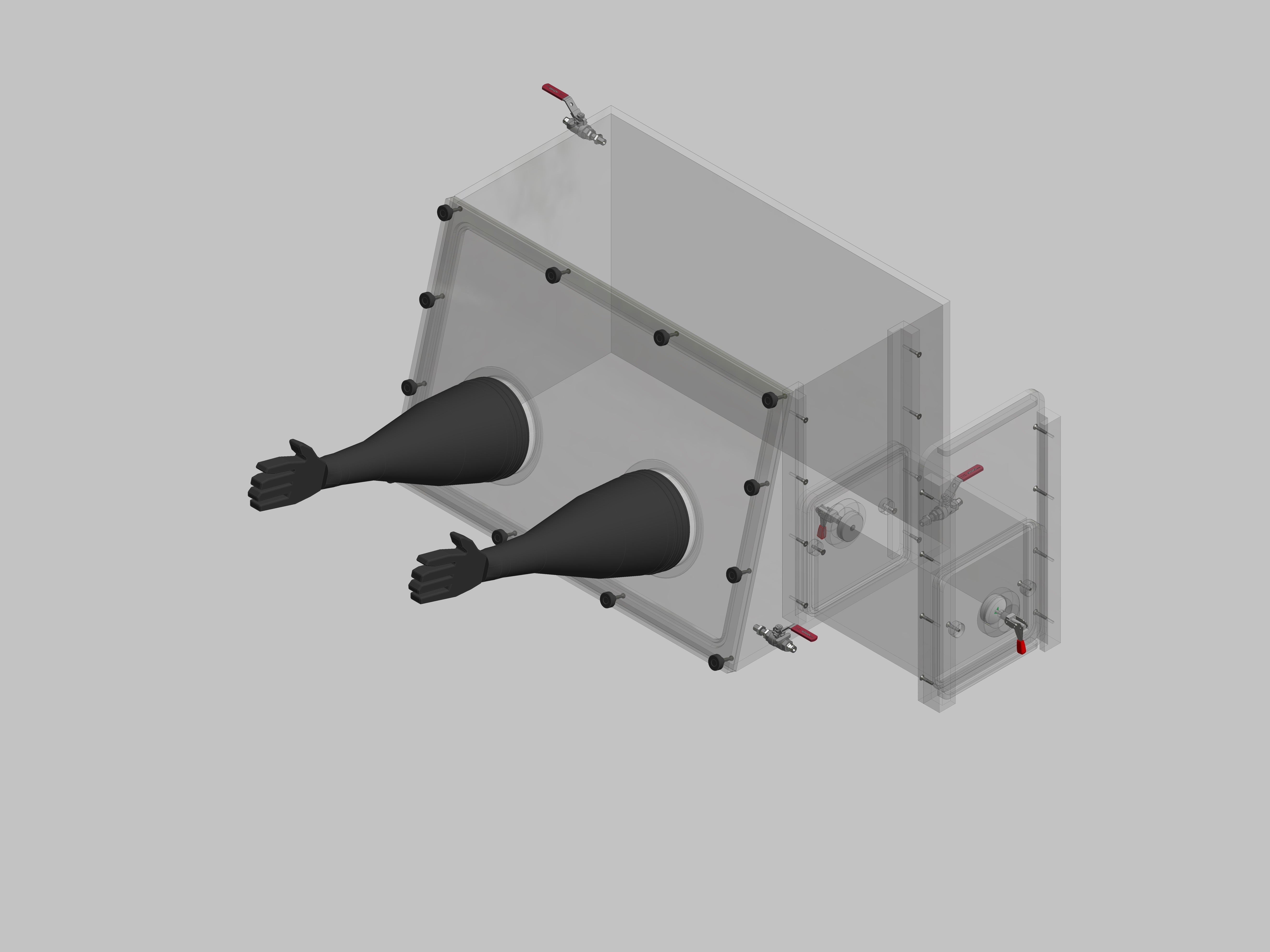 Glovebox made of acrylic &gt; Gas filling: by hand, front design: removable, side design: rectangular lock