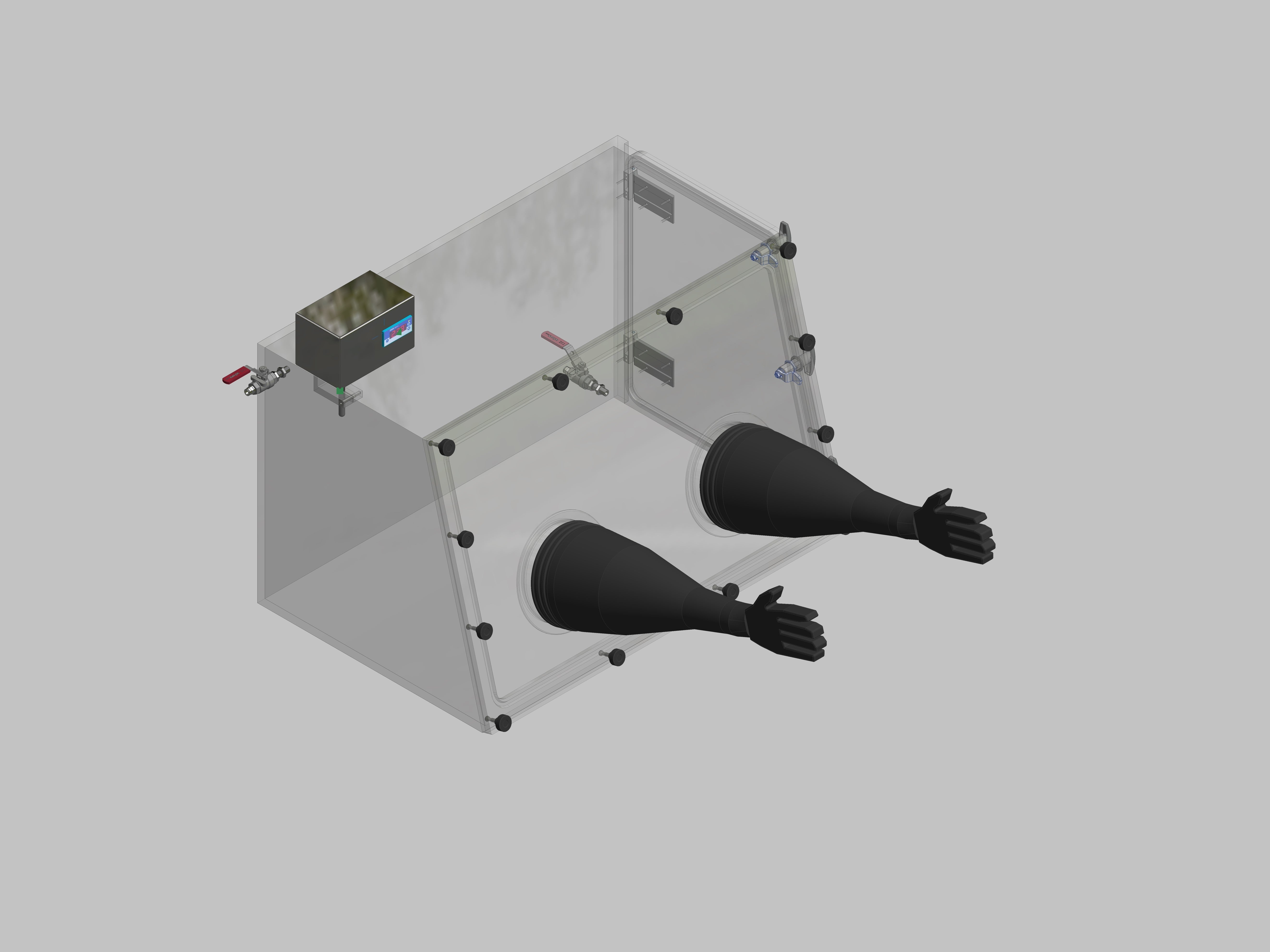 Glovebox made of acrylic &gt; Gas filling: by hand, front design: removable, side design: hinged doors, control: humidity display